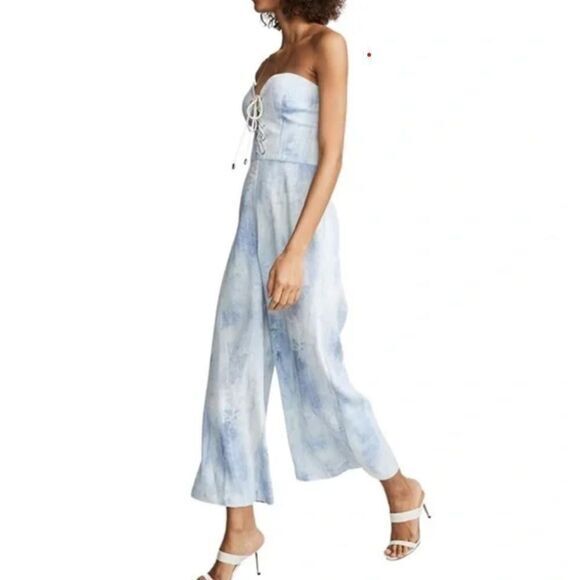 NEW Petersyn Bruna Linen Blend Playsuit in Blue‎ Grotto Size XS - Picture 3 of 15